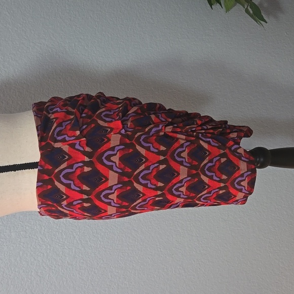 ANTHROPLOGIE Dolan Ruched Ruffle Mini Skirt Size Small in Red Purple Black Boho - Picture 7 of 10